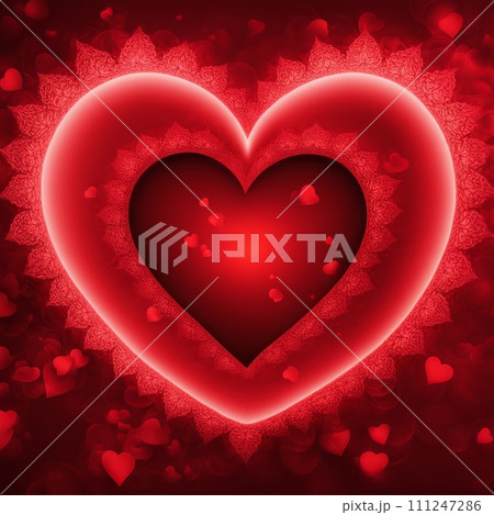 Red Heart shape with bokeh background 111247286