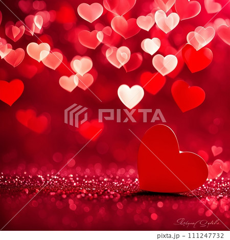 Red hearts bokeh background Red hearts bokeh background 111247732