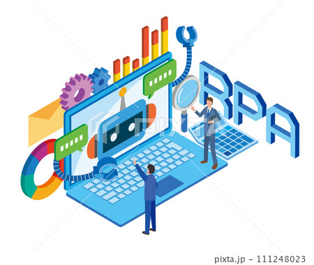 RPA・ソフトウェアロボット技術のイメージイラスト RPA・ソフトウェアロボット技術のイメージイラスト 111248023