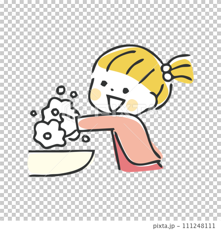 手を洗う子どものイラスト 111248111