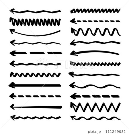 Hand drawn arrows, highlighter lines. Marker stroke, brush pen drawn underline. Handwritten text pointers, notes, marks. Vector illustration Hand drawn arrows, highlighter lines. Marker stroke, brush pen drawn underline. Handwritten text pointers, notes, marks. Vector illustration 111249082