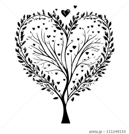 valentine tree love floral illustration sketch hand draw black valentine tree love floral illustration sketch hand draw black 111249133
