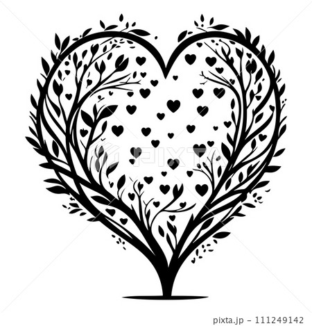 valentine tree love floral illustration sketch hand draw black valentine tree love floral illustration sketch hand draw black 111249142
