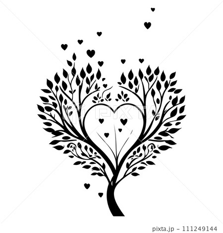 valentine tree love floral illustration sketch hand draw black valentine tree love floral illustration sketch hand draw black 111249144