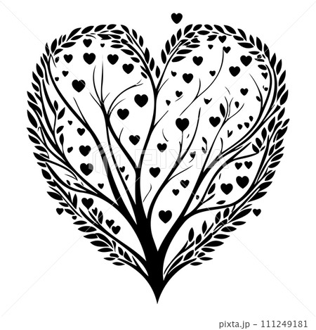 valentine tree love floral illustration sketch hand draw black valentine tree love floral illustration sketch hand draw black 111249181