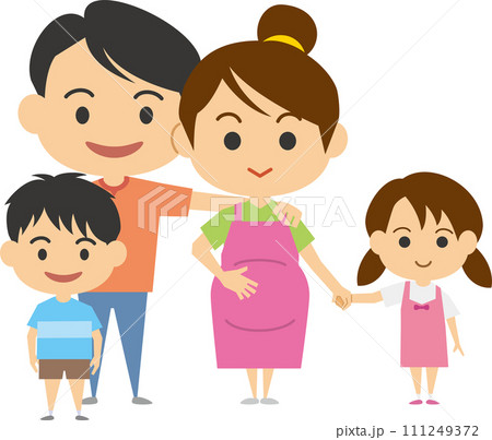 妊婦さんと家族のイメージイラスト 111249372