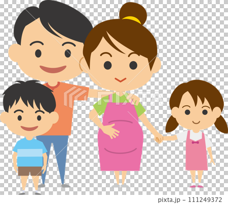 妊婦さんと家族のイメージイラスト 111249372
