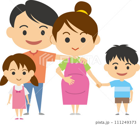 妊婦さんと家族のイメージイラスト 111249373