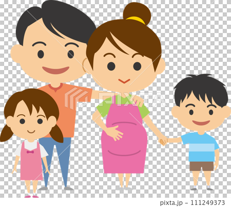 妊婦さんと家族のイメージイラスト 111249373