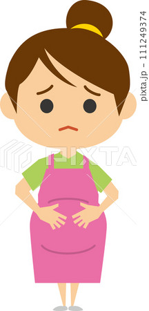 困り顔をしている妊婦さんのイメージイラスト 111249374