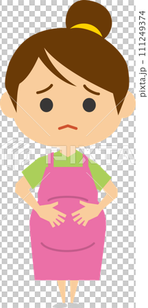 困り顔をしている妊婦さんのイメージイラスト 111249374