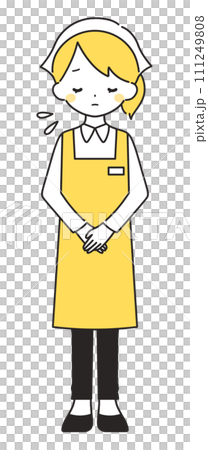 Yellow | Female clerk bowing and apologizing | Apron Yellow | Female clerk bowing and apologizing | Apron 111249808