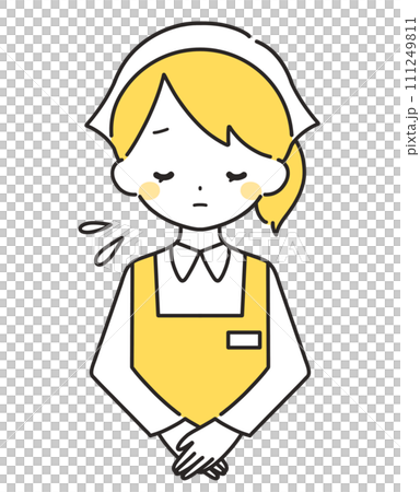 黃色 | 女店員鞠躬道歉 | 圍裙 111249811