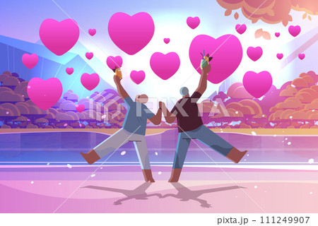 senior couple in love dancing on summer beach old man woman lovers having fun active old age happy valentines day celebration 111249907