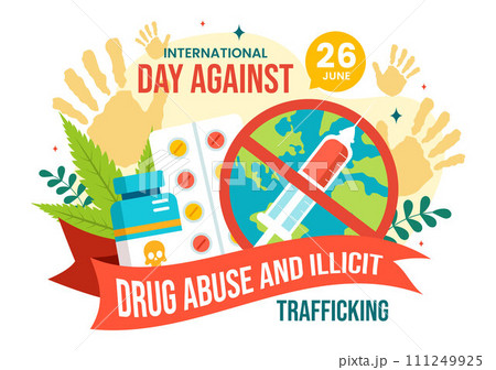International Day Against Drug Abuse and Illicit Trafficking Vector Illustration with Anti Narcotics to Avoid Drugs and Medicines in Flat Background International Day Against Drug Abuse and Illicit Trafficking Vector Illustration with Anti Narcotics to Avoid Drugs and Medicines in Flat Background 111249925