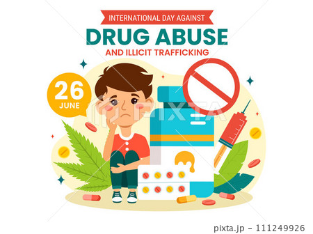 International Day Against Drug Abuse and Illicit Trafficking Vector Illustration with Anti Narcotics to Avoid Drugs and Medicines in Flat Background International Day Against Drug Abuse and Illicit Trafficking Vector Illustration with Anti Narcotics to Avoid Drugs and Medicines in Flat Background 111249926
