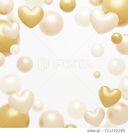 3D背景素材_ハート_ゴールド 3D背景素材_ハート_ゴールド 111250299