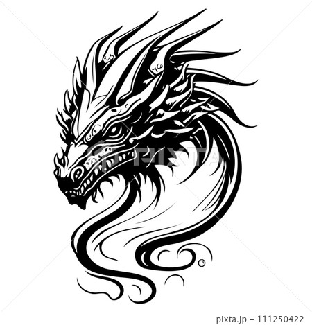 chinese head dragon illustration sketch hand draw black 111250422