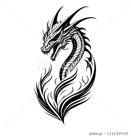 Dragon illustration hand draw black colour logo symbol perfect. 111250529