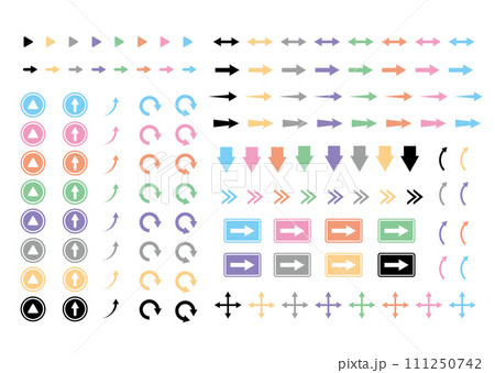 パステルカラーの矢印アイコンセット 111250742