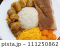 Set of Thai desserts on white plate 111250862
