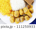 Set of Thai desserts on white plate 111250933