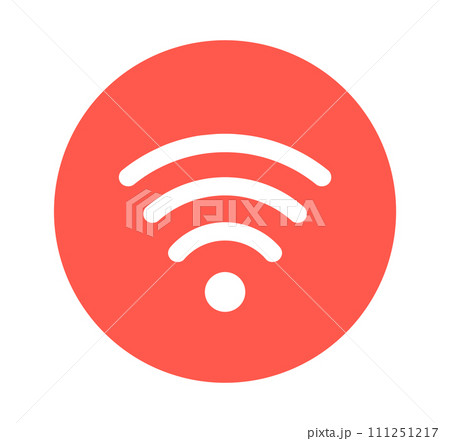 シンプルな赤色のWi-Fiマーク	 111251217