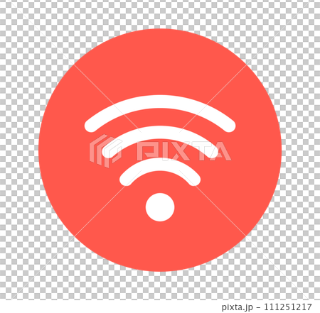 シンプルな赤色のWi-Fiマーク	 111251217
