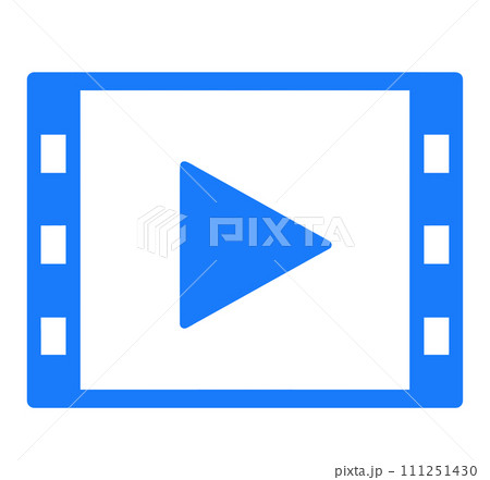 シンプルな青色の動画アイコン シンプルな青色の動画アイコン 111251430