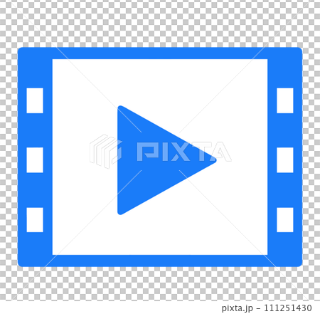 シンプルな青色の動画アイコン シンプルな青色の動画アイコン 111251430
