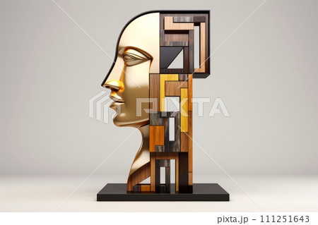 3d abstract human head,face, Psychic waves concept, Generative AI 111251643