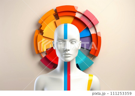 3d abstract human head,face, Psychic waves concept, Generative AI 111253359