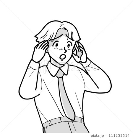 聴覚障害のため困っている男性 聴覚障害のため困っている男性 111253514