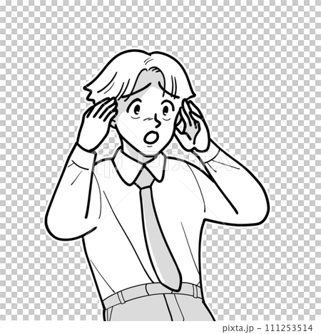 聴覚障害のため困っている男性 聴覚障害のため困っている男性 111253514