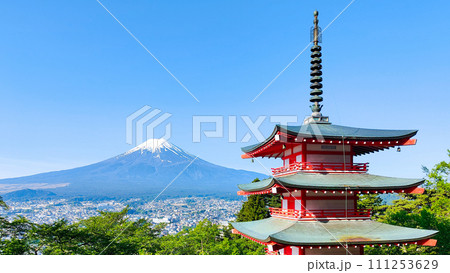 新緑と富士山（新倉山浅間公園） 111253629
