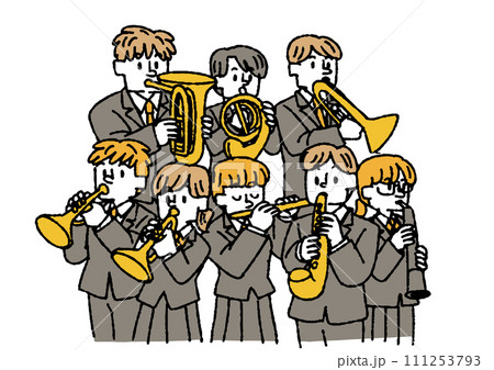 吹奏楽部の学生達のイラスト 111253793