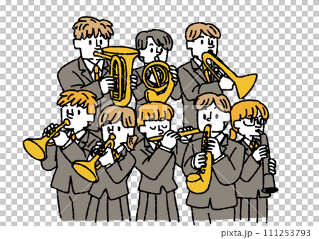 吹奏楽部の学生達のイラスト 111253793