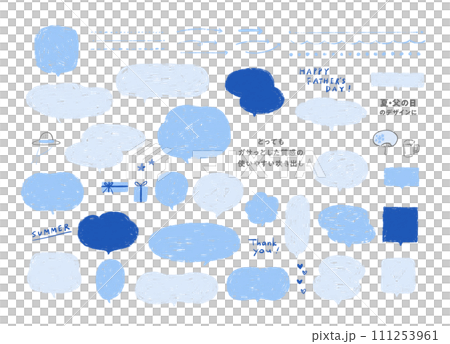 Speech bubbles and arrows with a very rough hand-drawn texture / decorative material for summer and Father's Day Speech bubbles and arrows with a very rough hand-drawn texture / decorative material for summer and Father's Day 111253961