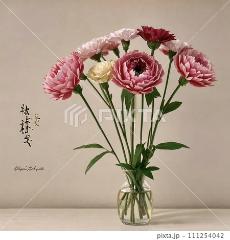 母の日にプレゼントする落ち着いた雰囲気のカーネーション 111254042