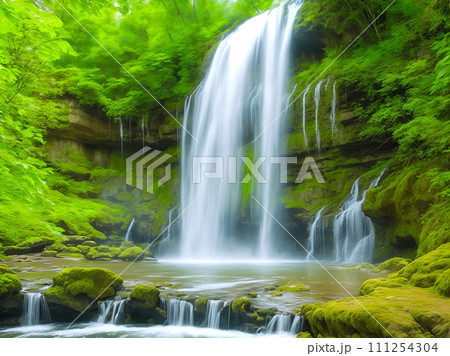 waterfall in forest 111254304