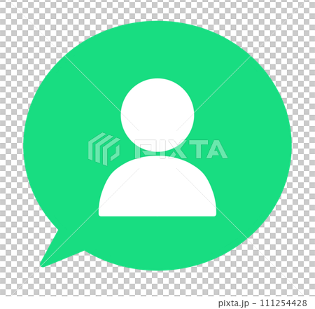 Simple green user icon and speech bubble 111254428