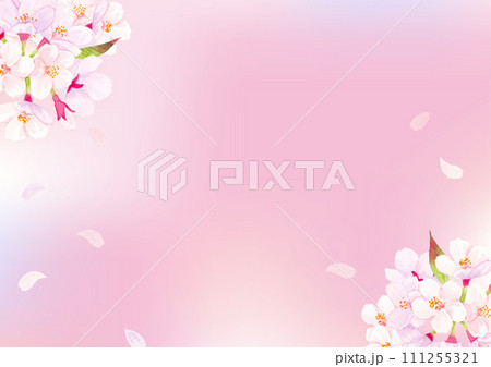 桜 水彩背景イラスト  桜 水彩背景イラスト  111255321