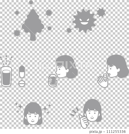 Icon hay fever pollen medical person woman vector illustration material set 111255336