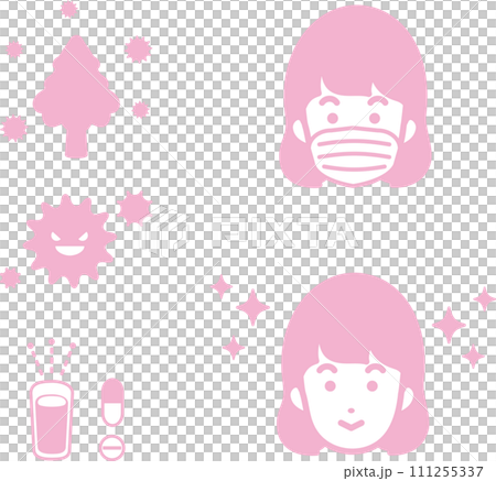 Icon hay fever pollen medical person woman vector illustration material set 111255337