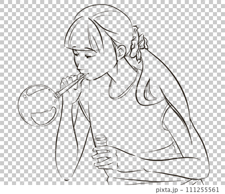 Illustration material: Girl playing with soap bubbles Illustration material: Girl playing with soap bubbles 111255561