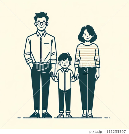 一人っ子の小学生男子のいる家族 111255597