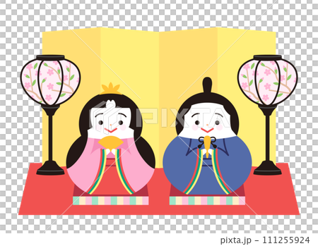 ひな壇　雛人形　ひなまつりのイラスト 111255924