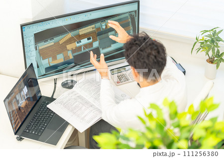 三次元CAD 立体的 3DCG 建築設計 住宅 内観 1人 三次元CAD 立体的 3DCG 建築設計 住宅 内観 1人 111256380