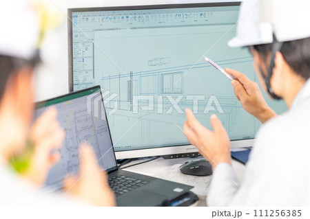 三次元CAD　立体的　3DCG　建築設計　プロジェクト管理　内観　2人 111256385