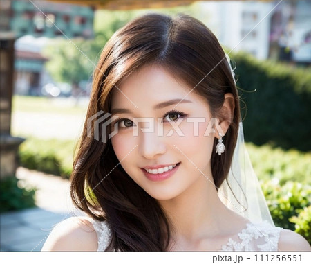 笑顔のドレス姿の女性 111256551